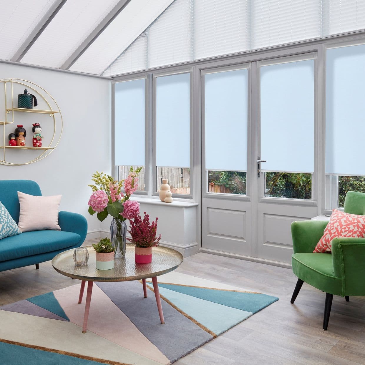 Cordova Blue Conservatory Roller blind