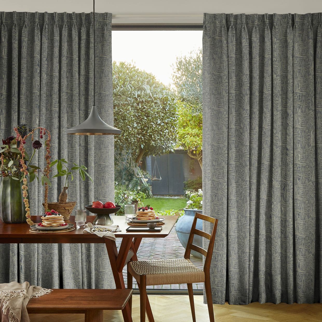 Gilmore Steel Blue Curtain
