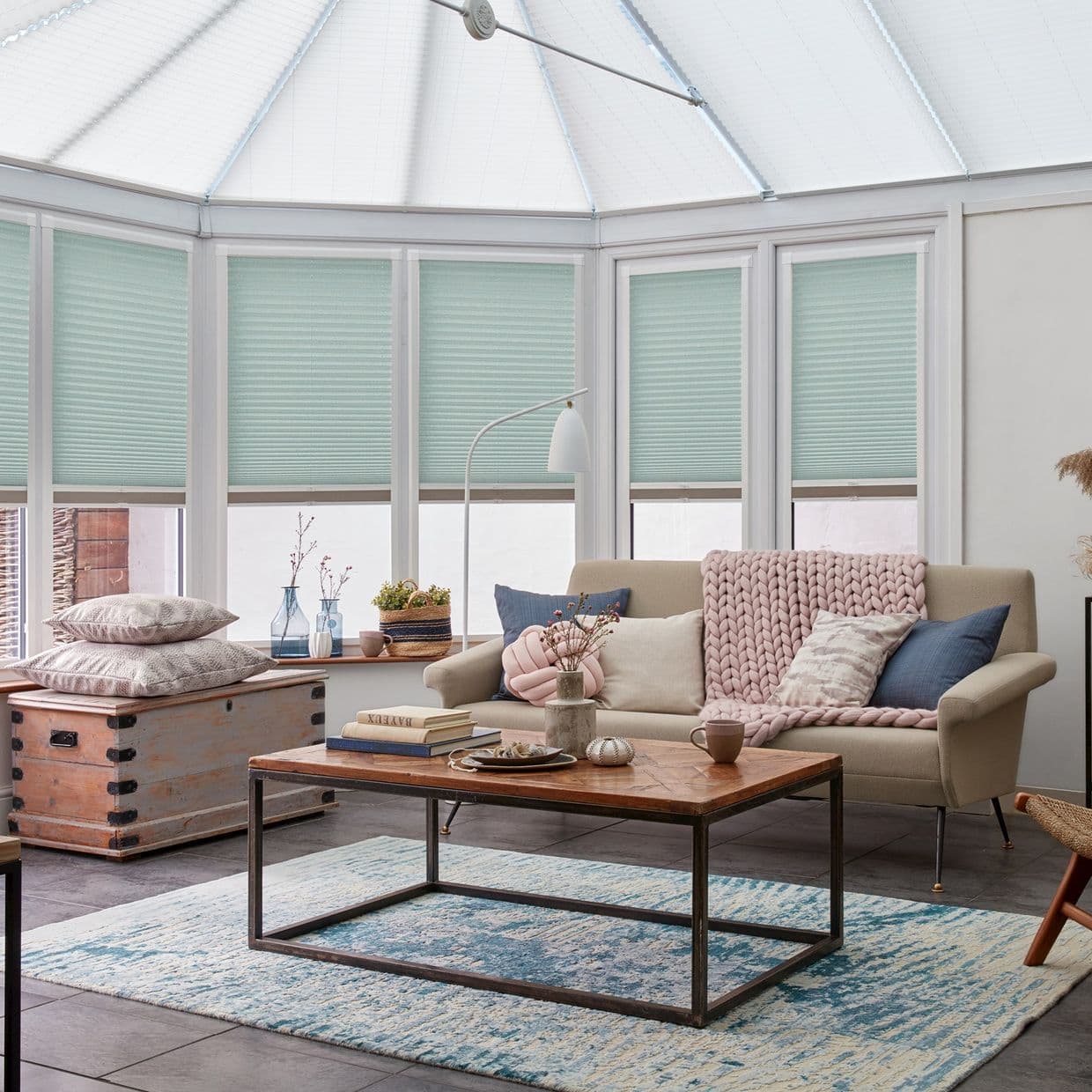 Zen Green Conservatory Side Pleated Blind