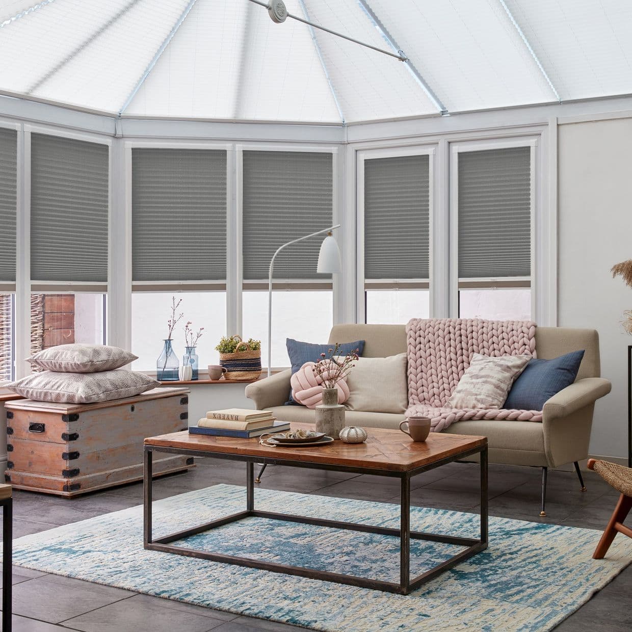 Thermashade Grey Conservatory Side Pleated Blind