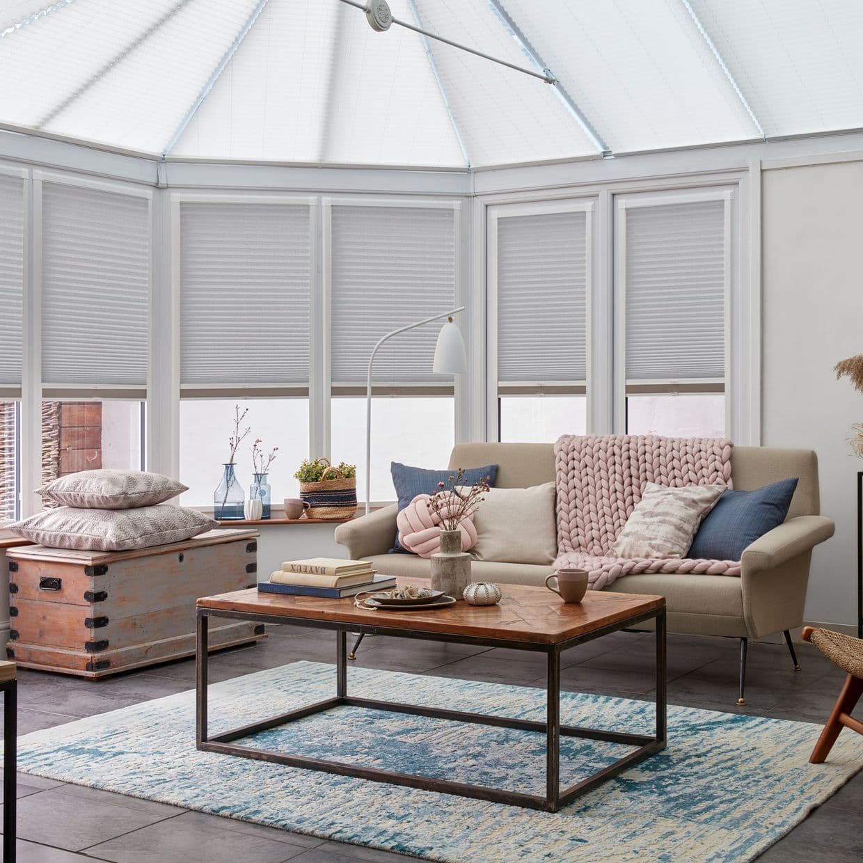 Zen Light Grey Conservatory Side Pleated Blind