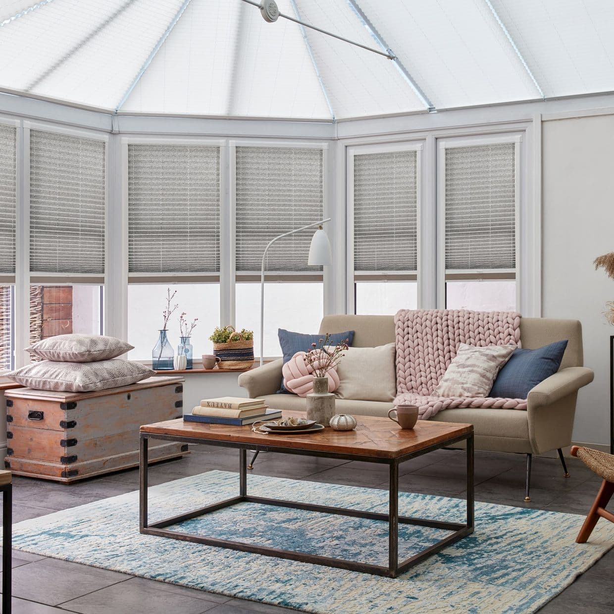 Moreno Pewter Conservatory Side Pleated Blind