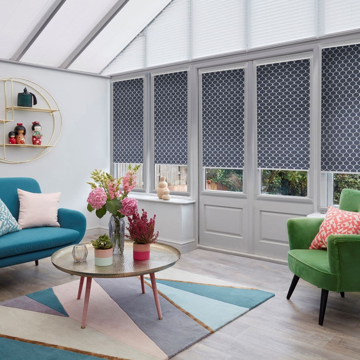Tapestry Indigo Conservatory Roller blind