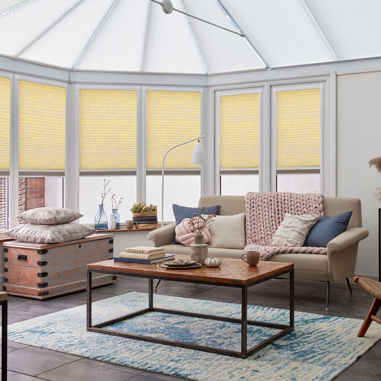 Hopscotch Vanilla Conservatory Side Pleated Blind