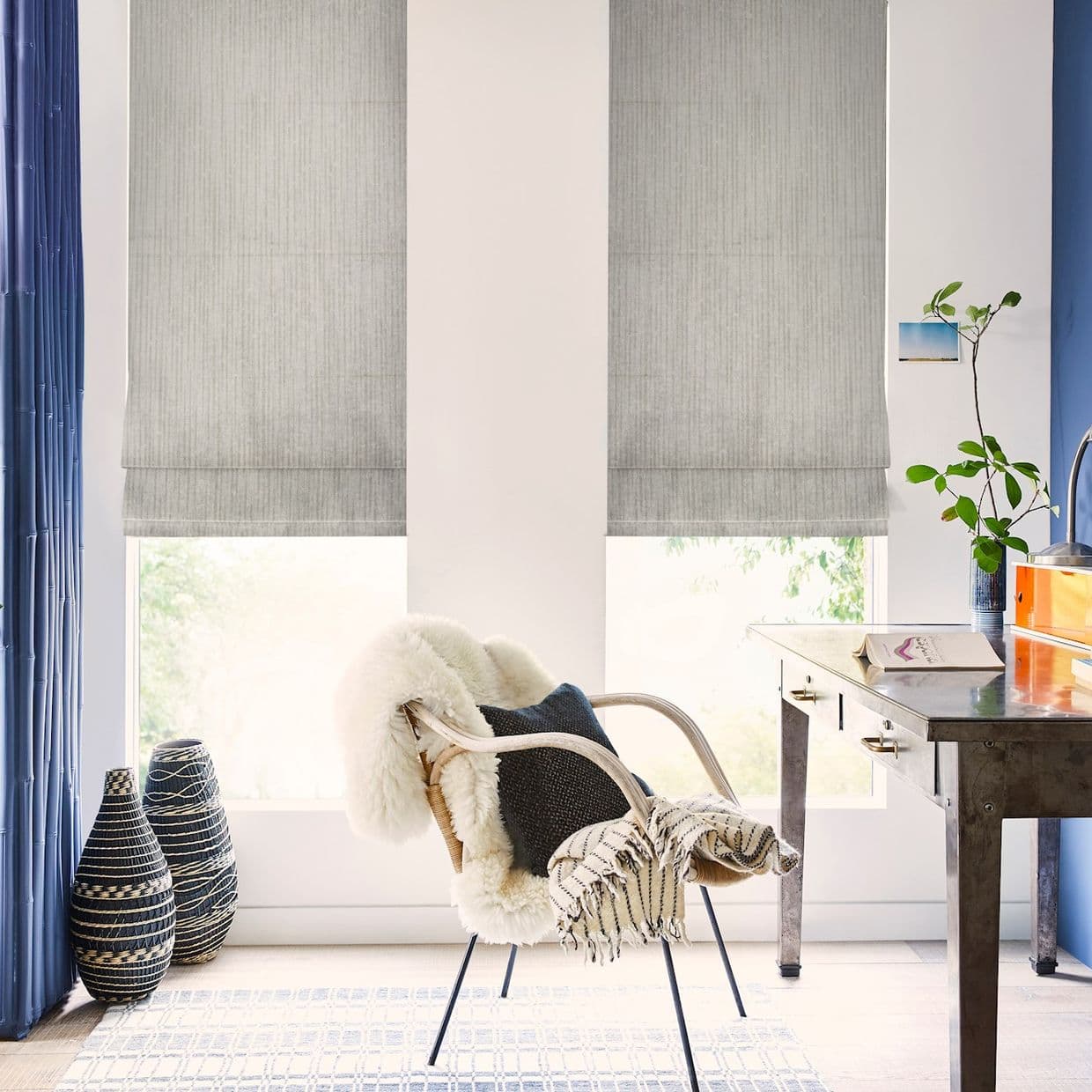 Flourish Silver Roman blind