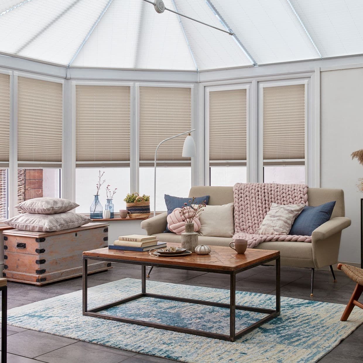 Lanbury Blackout Soft Peach Conservatory Side Pleated Blind