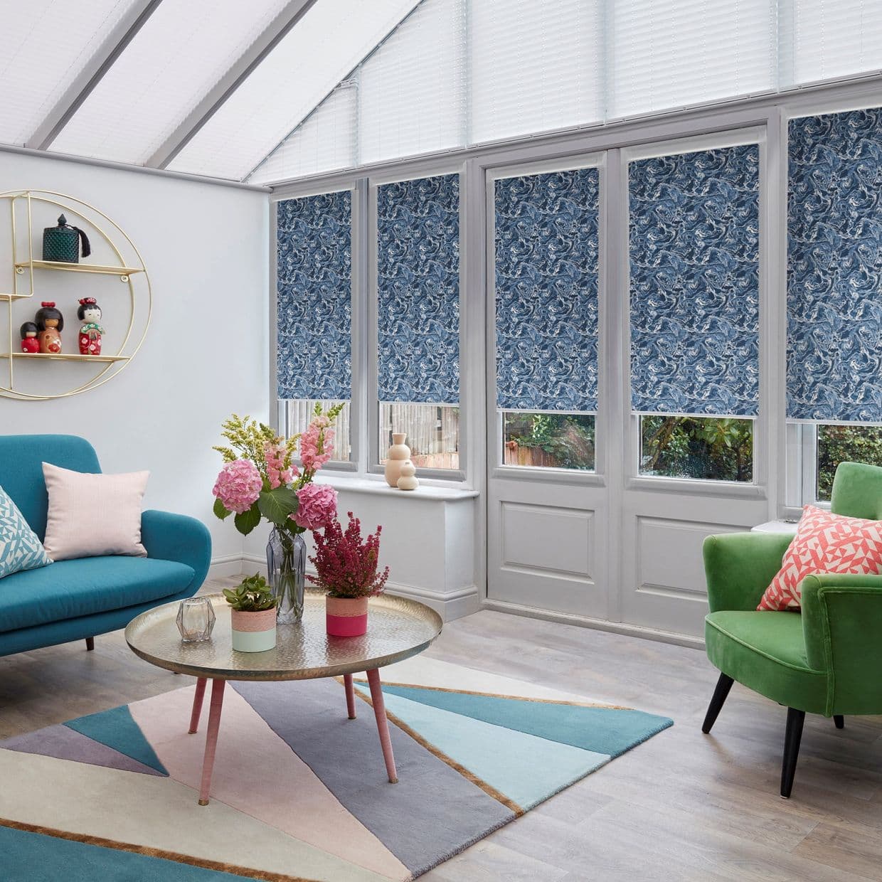 Marble Aquamarine Conservatory Roller blind