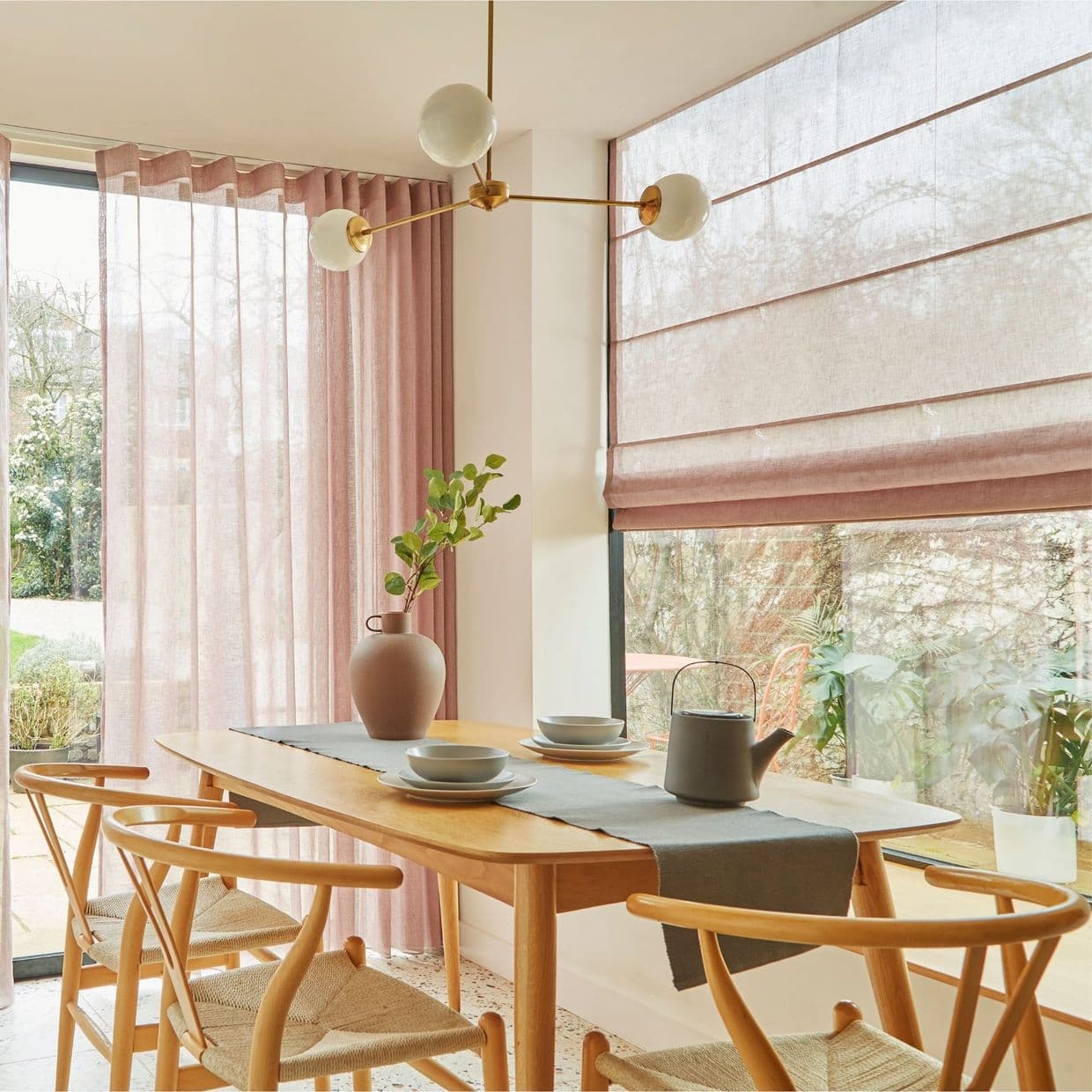 Serenity Powder Pink Voile Roman Blind