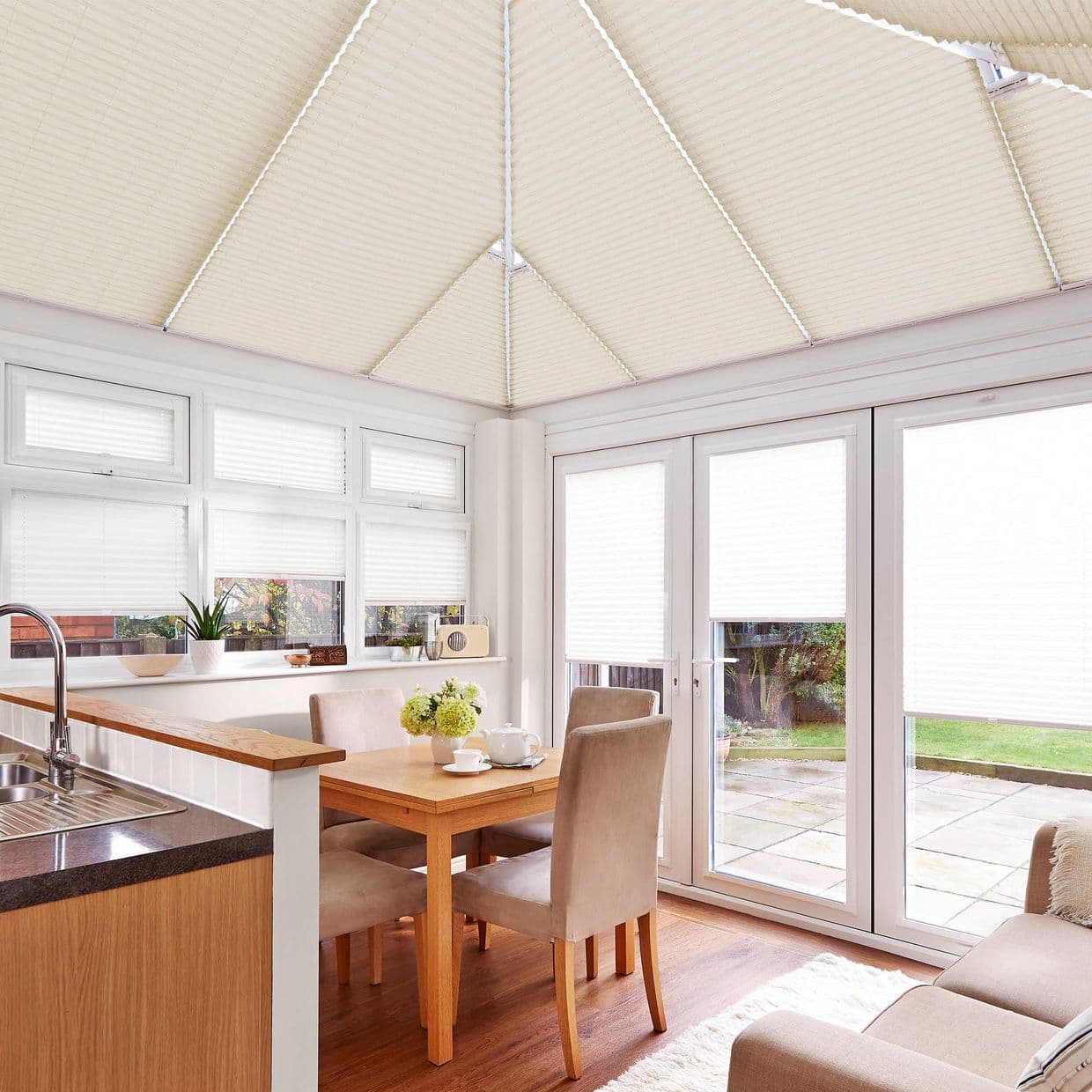Crush Linen Conservatory Roof Pleated Blind